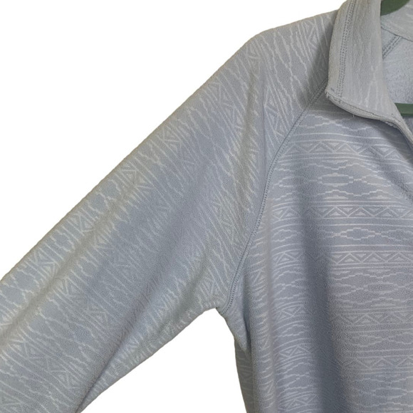 Eddie Bauer Sky Blue Fleece Pullover Half Zip Mock w Geometric pattern, Size XL - Picture 4 of 4